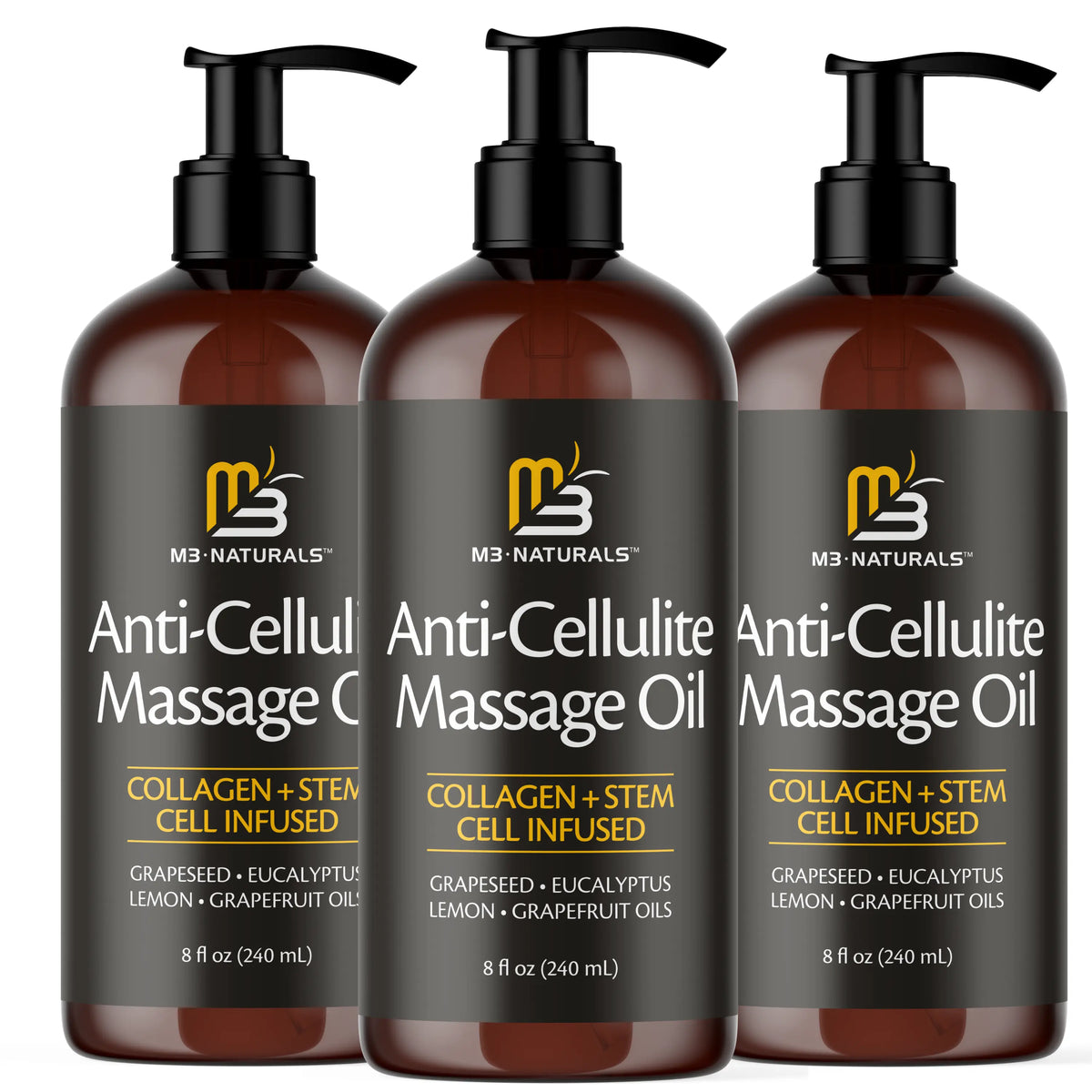 M3 Naturals anti Cellulite Massage Oil 8Oz - Smooth the Appearance of Cellulite - Body Care & Skin Care Massage Oil - Topical Collagen and Plant Stem Cell Body Oil to Restore Texture and Elasticity - Soothing Body Oil Moisture #Tiktokshopsummersale