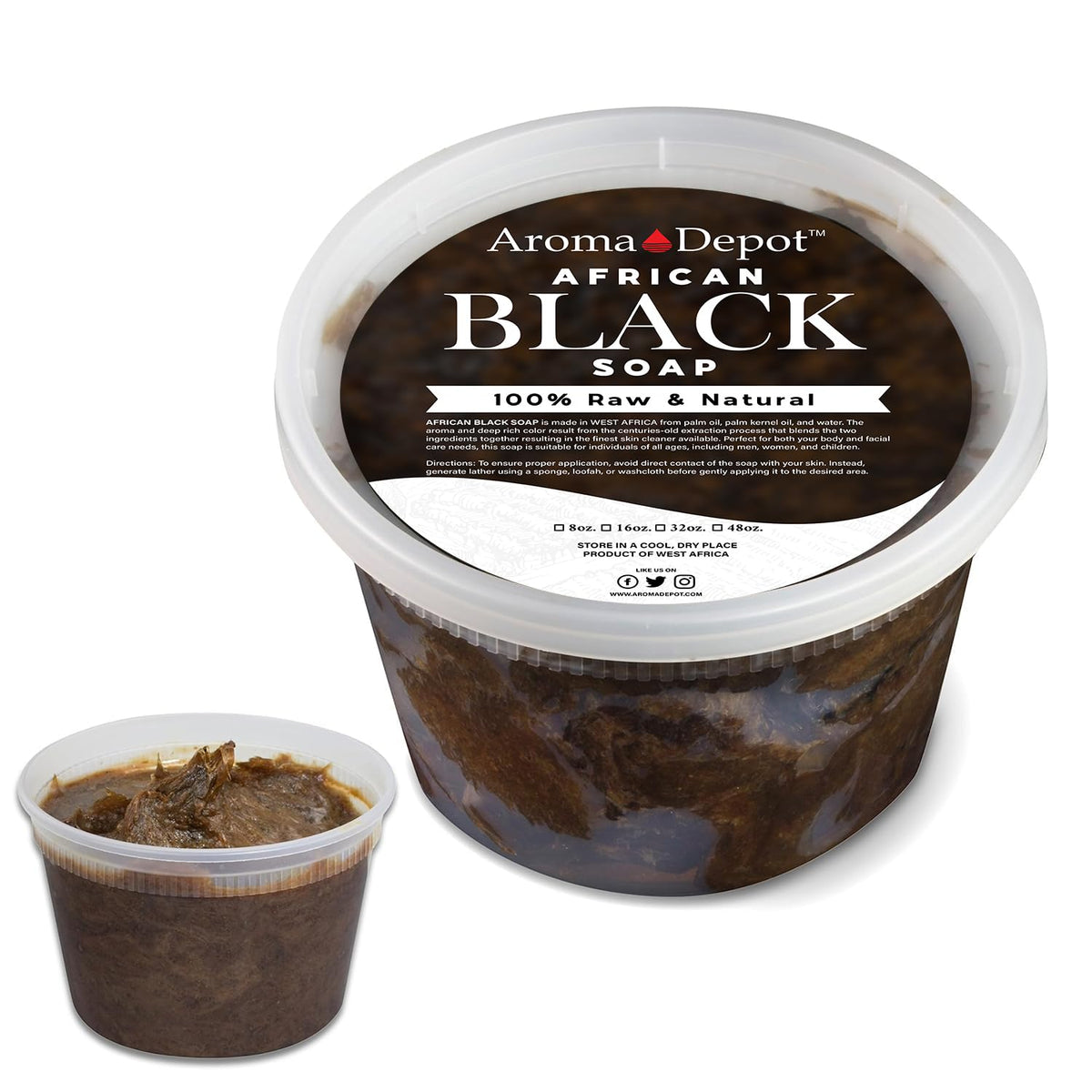 African Black Soap Paste 16 Oz 100% Natural Raw Soap for Acne, Eczema, Psoriasis, and Dry Skin Scar Removal Face and Body Wash. Handmade Imported from Ghana