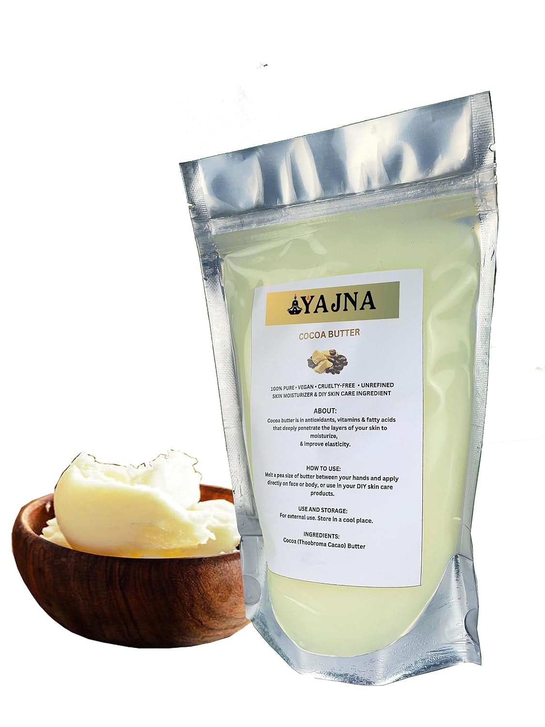 Organic Raw Cocoa Butter 100% Pure,Natural & Unrefined| Skin Moisturizer for Face, Body & Hair| 8 OZ/230 GM Ivory/White Grade a | DIY Creams, Balms, Lotions, Soaps| Softens Dry & Tough Skin