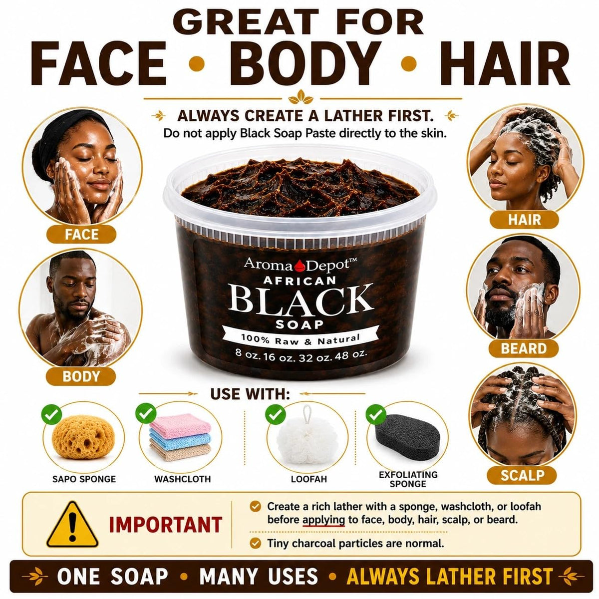 African Black Soap Paste 16 Oz 100% Natural Raw Soap for Acne, Eczema, Psoriasis, and Dry Skin Scar Removal Face and Body Wash. Handmade Imported from Ghana