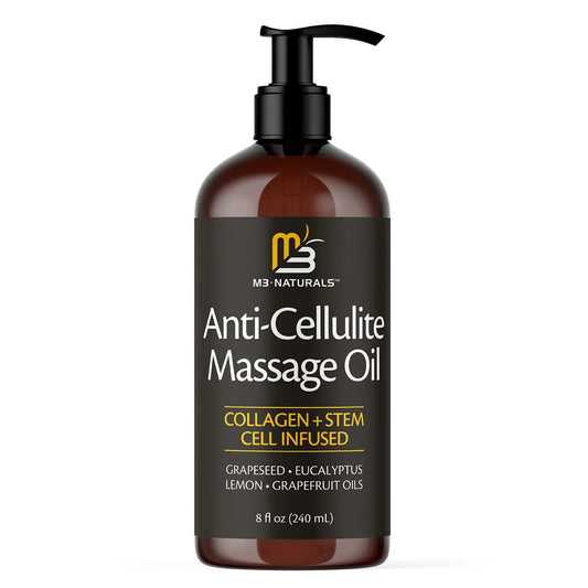 M3 Naturals anti Cellulite Massage Oil 8Oz - Smooth the Appearance of Cellulite - Body Care & Skin Care Massage Oil - Topical Collagen and Plant Stem Cell Body Oil to Restore Texture and Elasticity - Soothing Body Oil Moisture #Tiktokshopsummersale