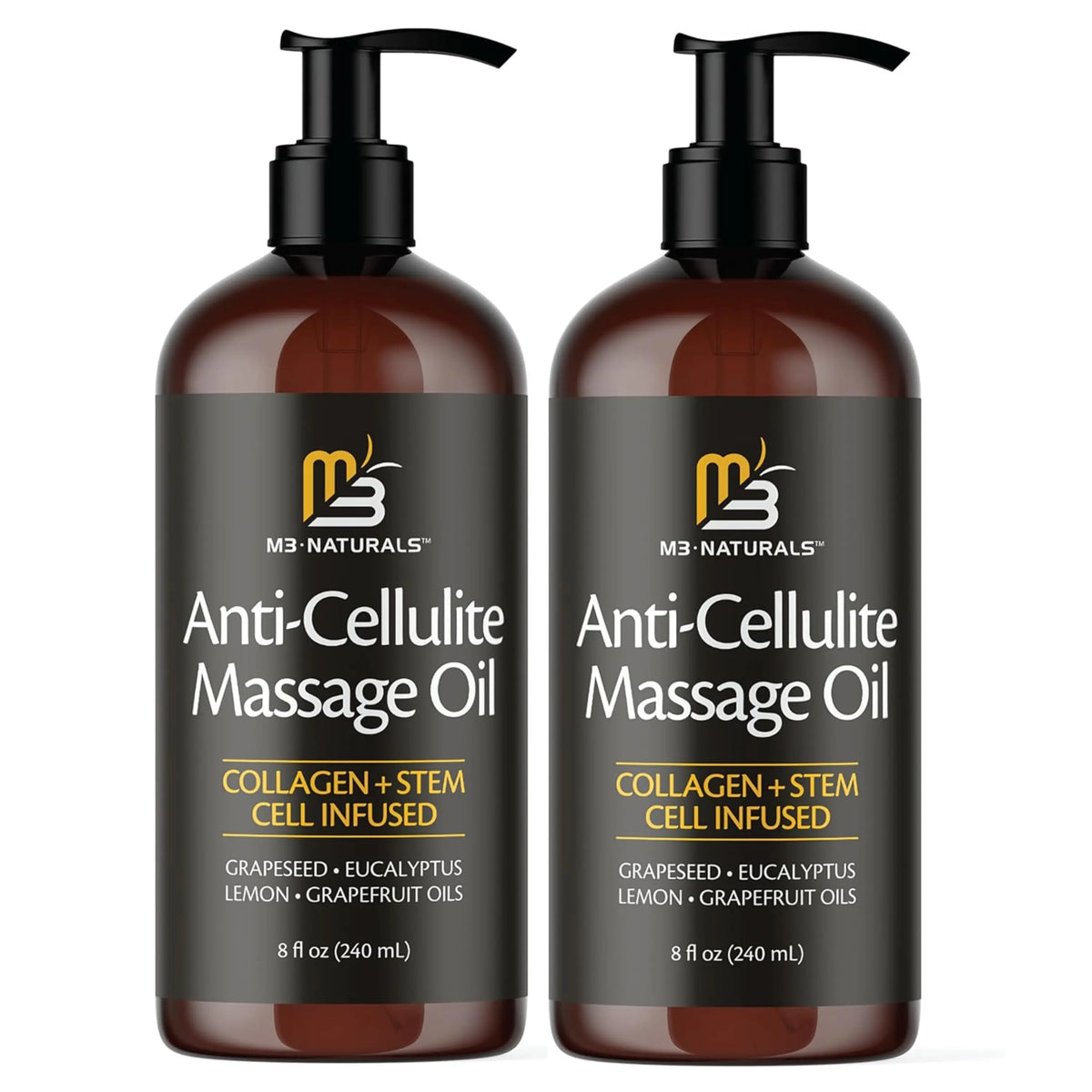 M3 Naturals anti Cellulite Massage Oil 8Oz - Smooth the Appearance of Cellulite - Body Care & Skin Care Massage Oil - Topical Collagen and Plant Stem Cell Body Oil to Restore Texture and Elasticity - Soothing Body Oil Moisture #Tiktokshopsummersale